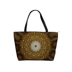 Elegant Festive Golden Brown Kaleidoscope Flower Design Shoulder Handbags by yoursparklingshop