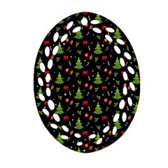 Christmas Pattern Ornament (oval Filigree) by Valentinaart