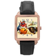 Vintage Thanksgiving Rose Gold Leather Watch  by Valentinaart