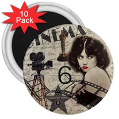 Vintage Cinema 3  Magnets (10 Pack)  by Valentinaart