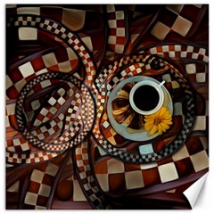 Midnight Never Ends, A Red Checkered Diner Fractal Canvas 12  X 12   by jayaprime