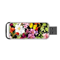 Beautiful,floral,hand Painted, Flowers,black,background,modern,trendy,girly,retro Portable Usb Flash (two Sides) by NouveauDesign