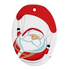Skydiving Christmas Santa Claus Oval Ornament (two Sides) by Alisyart