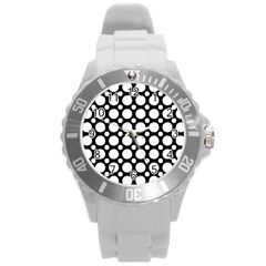 Tileable Circle Pattern Polka Dots Round Plastic Sport Watch (l) by Alisyart