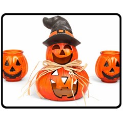 Funny Halloween Pumpkins Fleece Blanket (medium)  by gothicandhalloweenstore