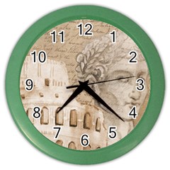 Colosseum Rome Caesar Background Color Wall Clocks by Celenk