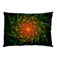 Beautiful Orange-green Desert Cactus Fractalspiral Pillow Case by jayaprime