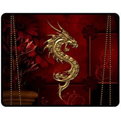 Wonderful Mystical Dragon, Vintage Double Sided Fleece Blanket (medium)  by FantasyWorld7