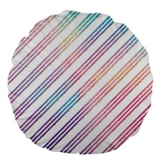 Colored Candy Striped Large 18  Premium Flano Round Cushions by Colorfulart23