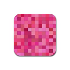Pink Square Background Color Mosaic Rubber Coaster (square)  by Celenk