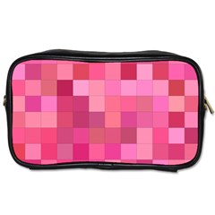 Pink Square Background Color Mosaic Toiletries Bags 2-side by Celenk