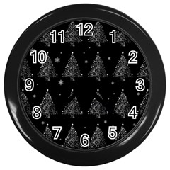Christmas Tree - Pattern Wall Clocks (black) by Valentinaart