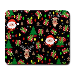 Santa And Rudolph Pattern Large Mousepads by Valentinaart