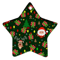 Santa And Rudolph Pattern Ornament (star) by Valentinaart