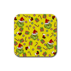 Grinch Pattern Rubber Coaster (square)  by Valentinaart