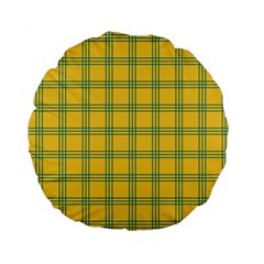 Green Stripes Standard 15  Premium Flano Round Cushions by berwies