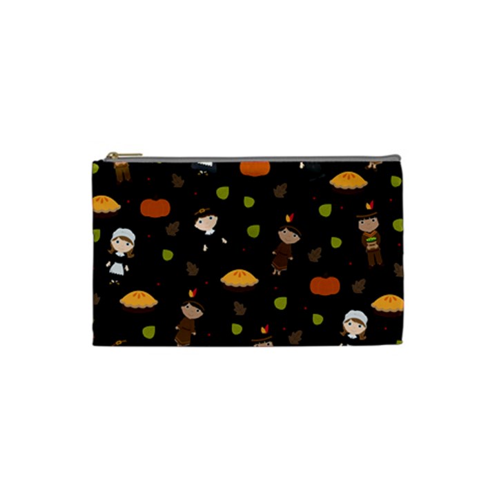 Pilgrims and Indians pattern - Thanksgiving Cosmetic Bag (Small) 