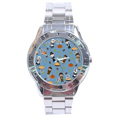 Pilgrims And Indians Pattern - Thanksgiving Stainless Steel Analogue Watch by Valentinaart