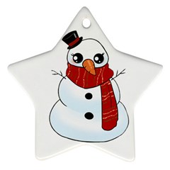 Kawaii Snowman Star Ornament (two Sides) by Valentinaart