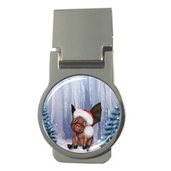 Christmas, Cute Little Piglet With Christmas Hat Money Clips (round)  by FantasyWorld7