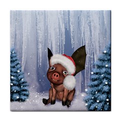 Christmas, Cute Little Piglet With Christmas Hat Face Towel by FantasyWorld7