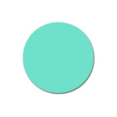 White Polkadot Hearts On Tiffany Aqua Blue  Magnet 3  (round)