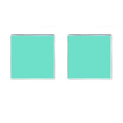 White Polkadot Hearts On Tiffany Aqua Blue  Cufflinks (square) by PodArtist