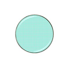 Tiffany Aqua Blue Candy Hearts On White Hat Clip Ball Marker (4 Pack) by PodArtist