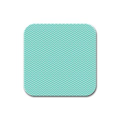 Tiffany Aqua Blue Chevron Zig Zag Rubber Square Coaster (4 Pack)  by PodArtist