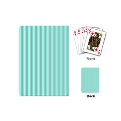 Classy Tiffany Aqua Blue Sailor Stripes Playing Cards (mini)  by PodArtist