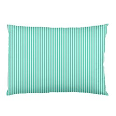 Classy Tiffany Aqua Blue Sailor Stripes Pillow Case (two Sides) by PodArtist