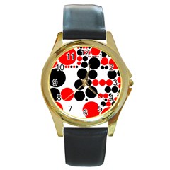 Pattern Round Gold Metal Watch by gasi