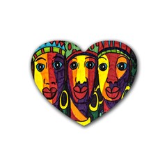 Ethnic Bold Bright Artistic Paper Rubber Coaster (heart)  by Celenk