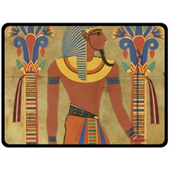 Egyptian Tutunkhamun Pharaoh Design Fleece Blanket (large)  by Celenk