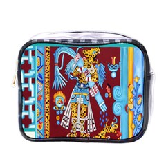 Mexico Puebla Mural Ethnic Aztec Mini Toiletries Bags by Celenk