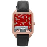 Hilarious holidays  Rose Gold Leather Watch 