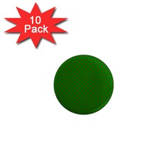 Mini Red Dots On Christmas Green 1  Mini Magnet (10 Pack)  by PodArtist