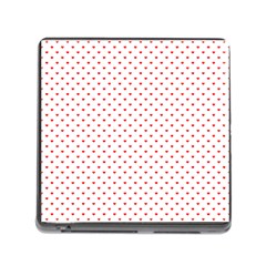 Small Christmas Red Polka Dot Hearts On Snow White Memory Card Reader (square) by PodArtist