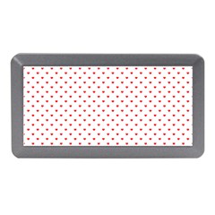 Small Christmas Red Polka Dot Hearts On Snow White Memory Card Reader (mini) by PodArtist