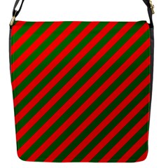 Red And Green Christmas Candycane Stripes Flap Messenger Bag (s) by PodArtist