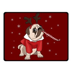 Pug Xmas Double Sided Fleece Blanket (small)  by Valentinaart