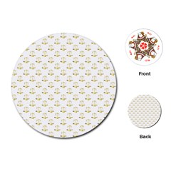 Gold Scales Of Justice On White Repeat Pattern All Over Print Playing Cards (round)  by PodArtist