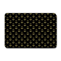 Gold Scales Of Justice On Black Repeat Pattern All Over Print  Small Doormat  by PodArtist