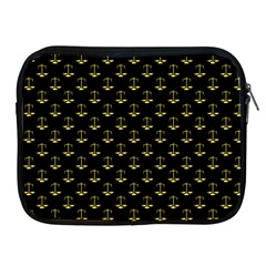 Gold Scales Of Justice On Black Repeat Pattern All Over Print  Apple Ipad 2/3/4 Zipper Cases by PodArtist