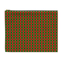 Large Red And Green Christmas Gingham Check Tartan Plaid Cosmetic Bag (xl) by PodArtist