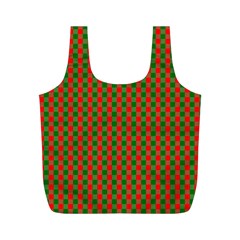 Large Red And Green Christmas Gingham Check Tartan Plaid Full Print Recycle Bags (m)  by PodArtist