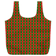 Large Red And Green Christmas Gingham Check Tartan Plaid Full Print Recycle Bags (l)  by PodArtist