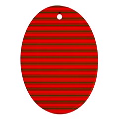 Christmas Red And Green Bedding Stripes Ornament (oval) by PodArtist