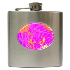 Spring Tropical Floral Palm Bird Hip Flask (6 Oz)