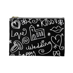 Wedding Chalkboard Icons Set Cosmetic Bag (large)  by Celenk